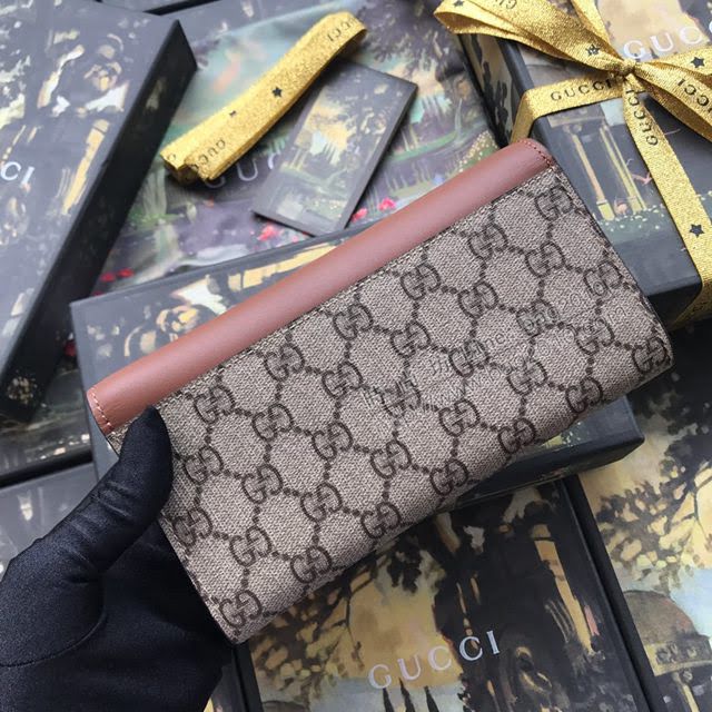 Gucci錢包 古馳新款二折皮夾 甩紋牛皮 Gucci翻蓋女錢包 400586大紅全皮  gdj1192